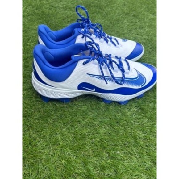 Nike Mens Alpha Huarache Elite 4 Baseball Cleats White/Blue Size 13 - Picture 2 of 6